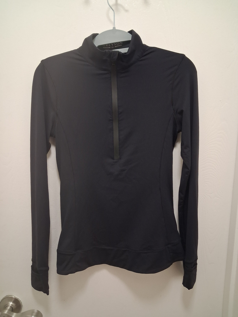 Greyson Shepherd Black Long-Sleeve Quarter Zip Mock Neck Pullover Womens Size XS